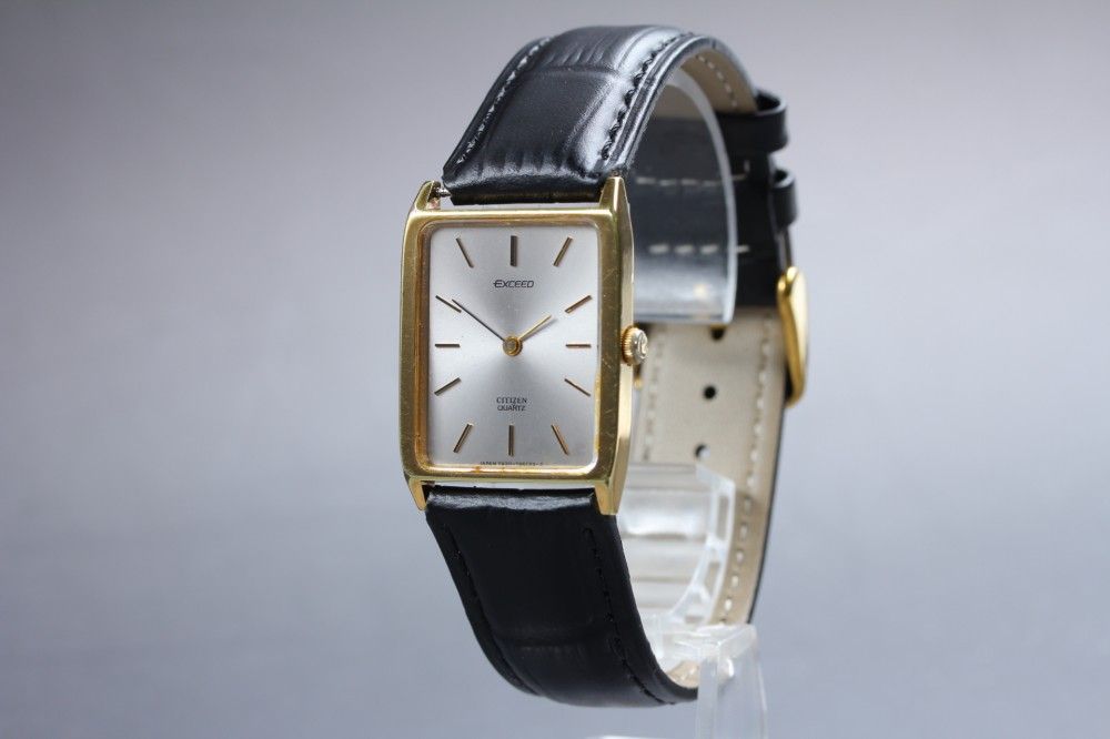 稼働品】CITIZEN 4-795199 シルバー タンク クオーツ メンズ #15239 
