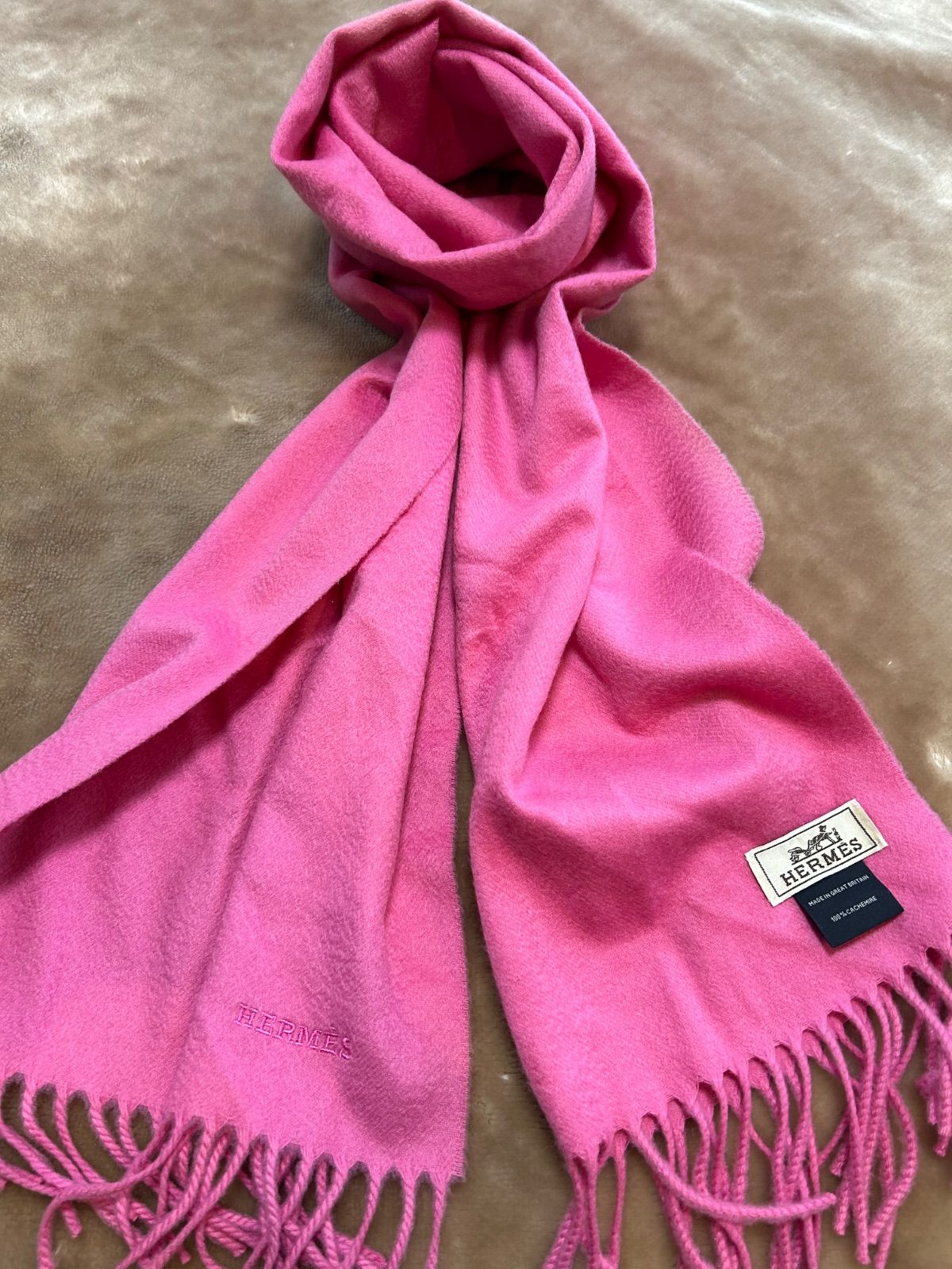 エルメスHERMESカシミア100％大判マフラーストールショールスカーフ 
