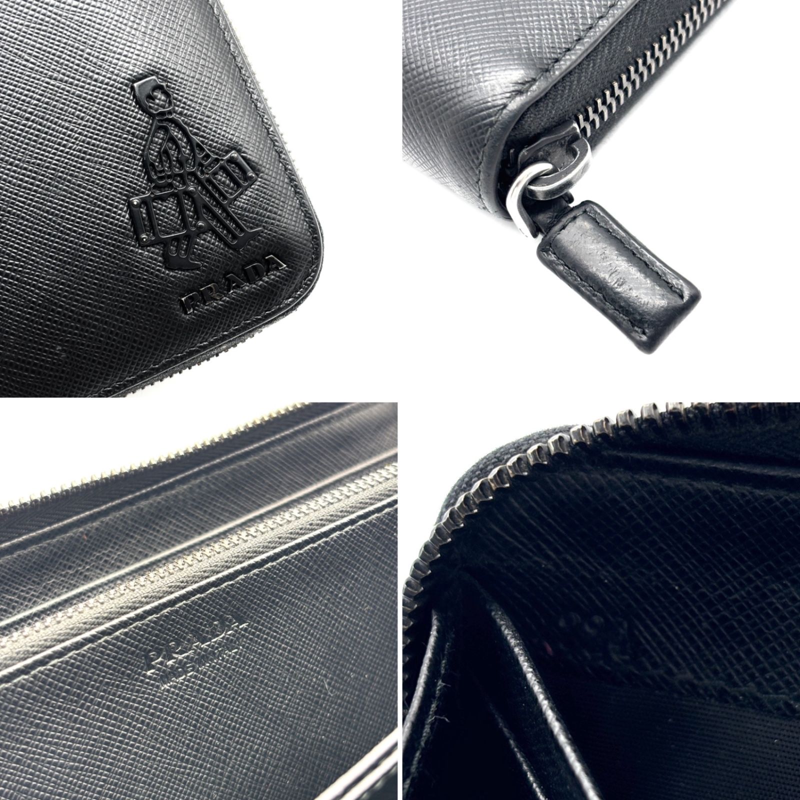 希少✨プラダ 希少！PRADA サフィアーノ ブラック 黒 ラウンド 財布 長 