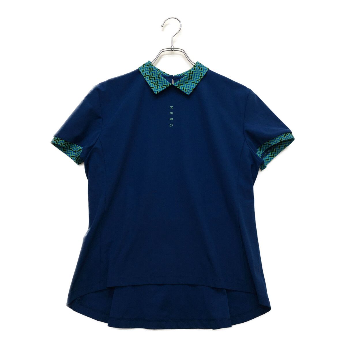 中古 レディース エルグワン HERG1 半袖シャツ 2(L) 青×緑 ブルー