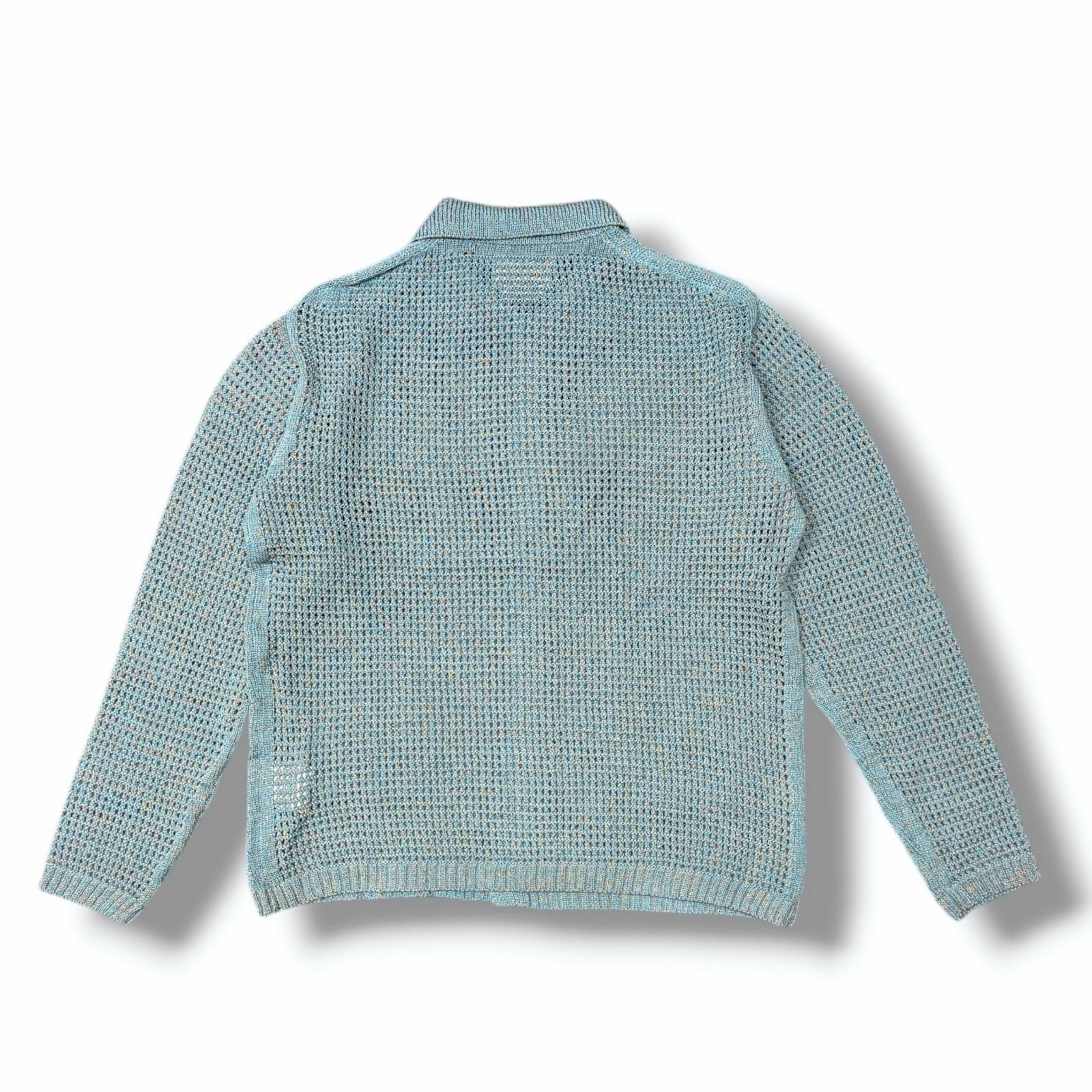 参考上代41800円 未使用 YOKE MESH KNITTED SHIRT CARDIGAN メッシュ 