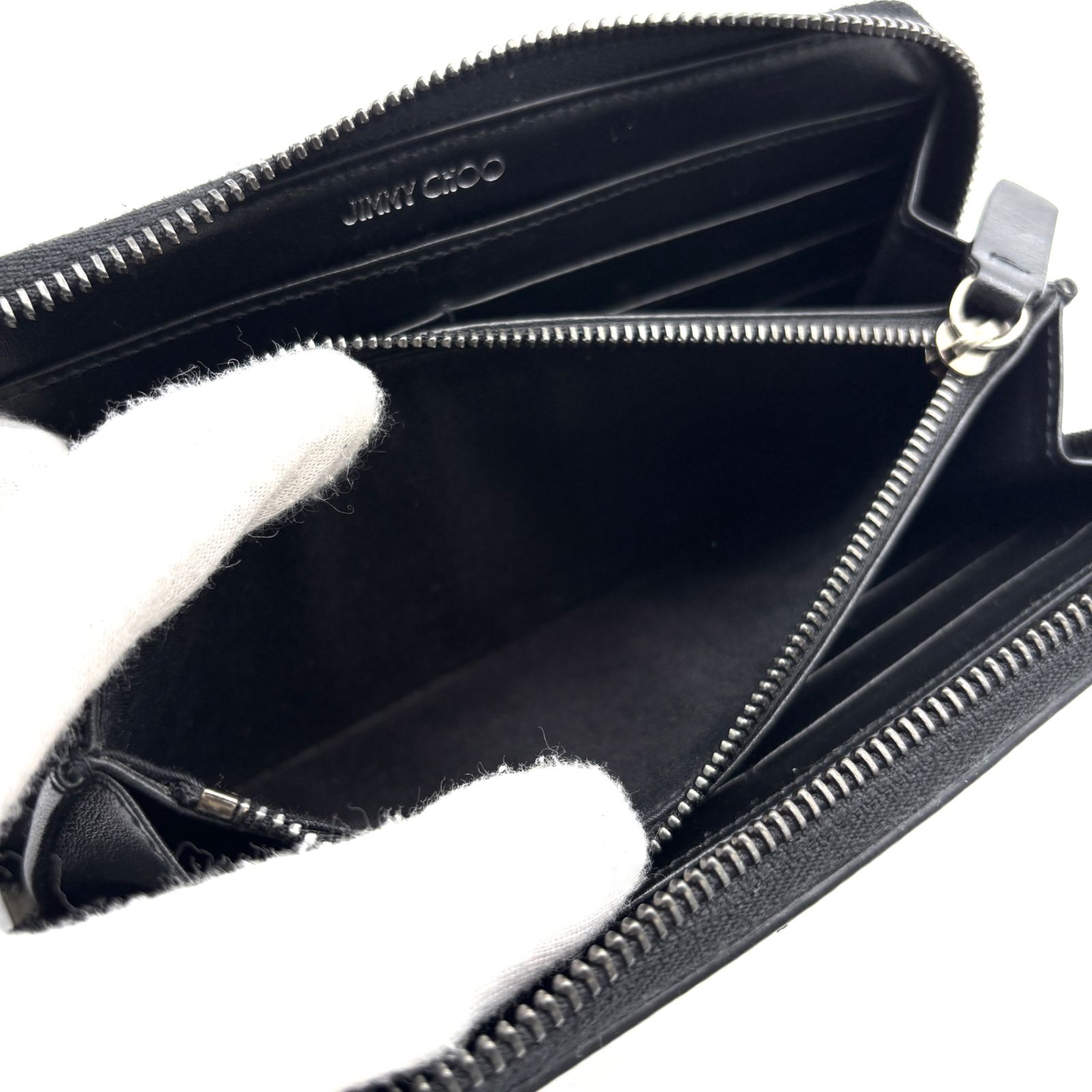 極美品 JIMMY CHOO ジミーチュウ カーナビー 長財布 ラウンド 