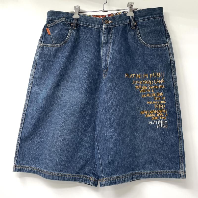 used☆プラチナムフブ☆デニムハーフパンツ☆40☆FUBU 中古】PULATINUM FUBU デニムハーフパンツ W40 インディゴ