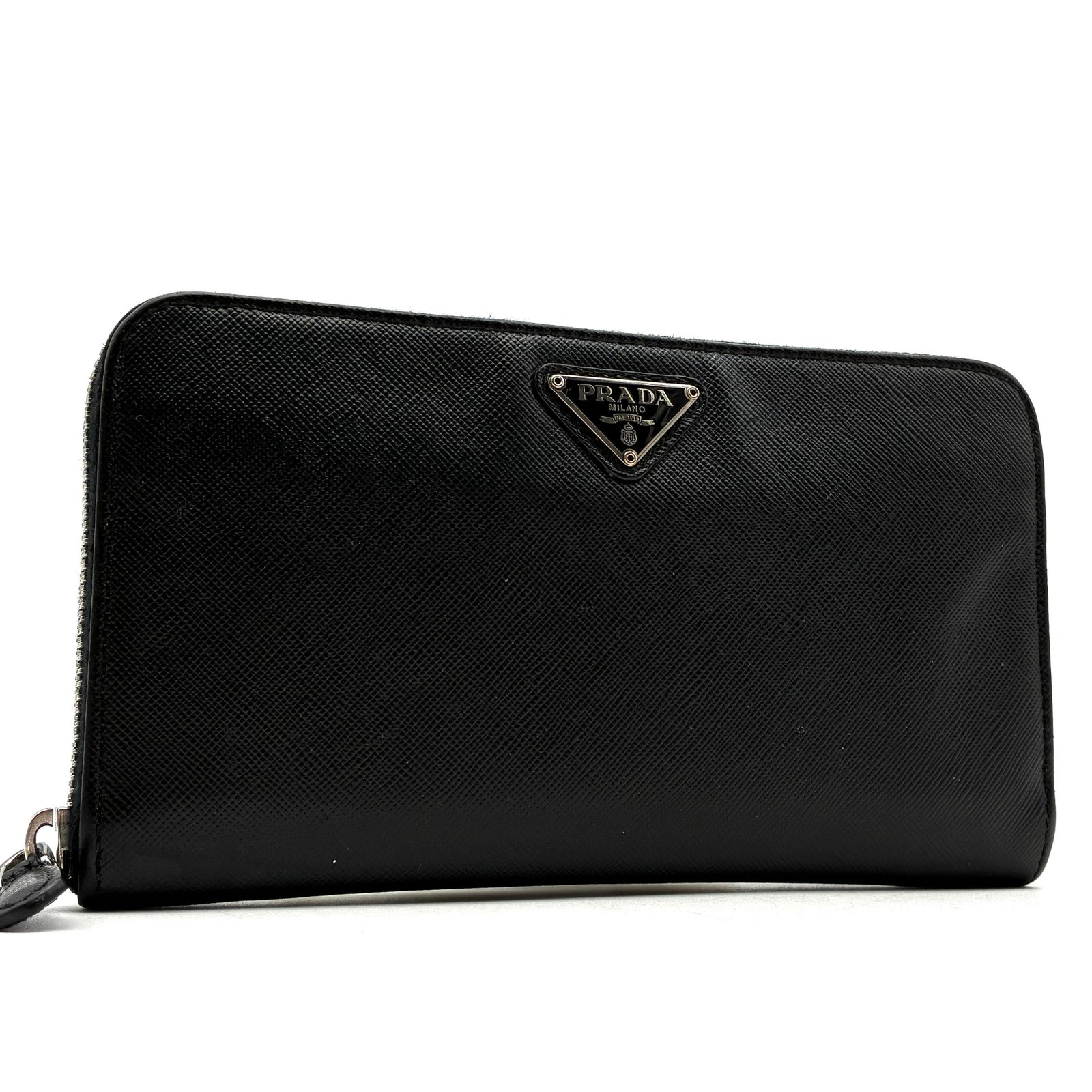 美品 PRADA プラダ サフィアーノレザー ラウンドファスナー 長財布 
