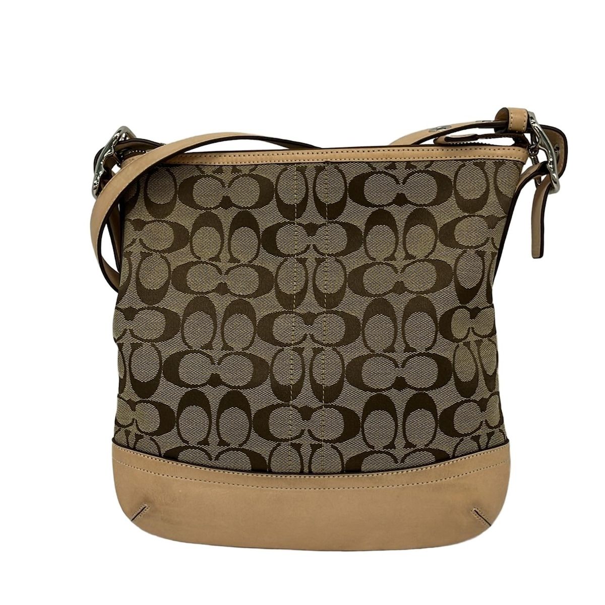 COACH(コーチ) ショルダーバッグ シグネチャーソフトスリムダッフル 9362 カーキ×ライトブラウン レザー COACH(コーチ) ショルダーバッグ シグネチャーソフトスリムダッフル