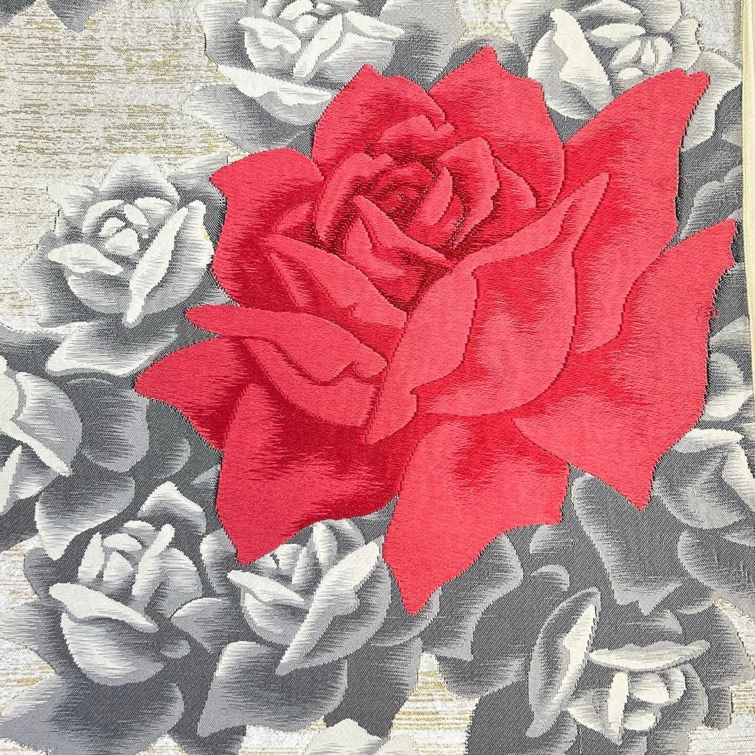 袋帯 アンティーク 薔薇 銀糸 金糸 着物 025tz - メルカリ