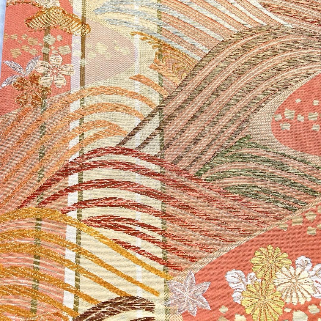 袋帯　唐織　西陣織　桜　松　菊花　楓　波　縦縞　着物　025tz 袋帯 唐織 西陣織 桜 松 菊花 楓 波 縦縞 着物 025tz 【公式通販】