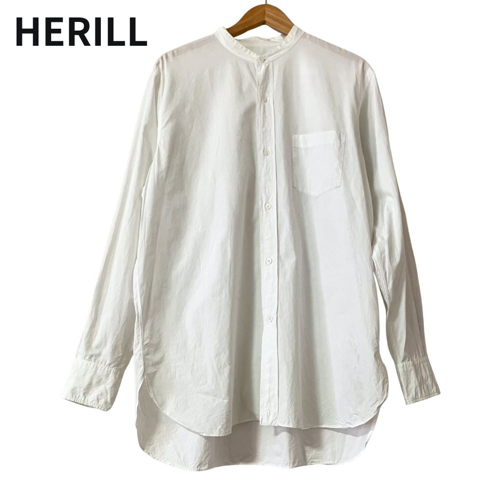 HERILL ヘリル コットン スタンドカラーシャツ ホワイト 日本製 - メルカリ