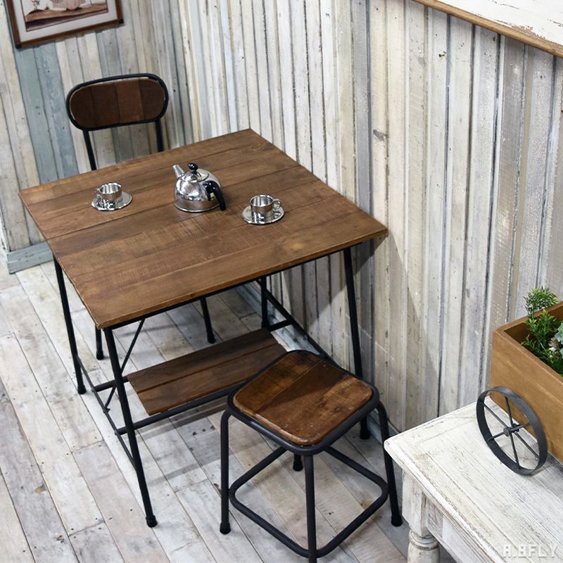 80×80cmダイニングテーブル 木製 アイアン脚 ヴィンテージ調カフェテーブル 札幌市北区屯田 古材 ダイニングテーブル 80×80cm 正方形 2人用 アイアン脚 カフェ