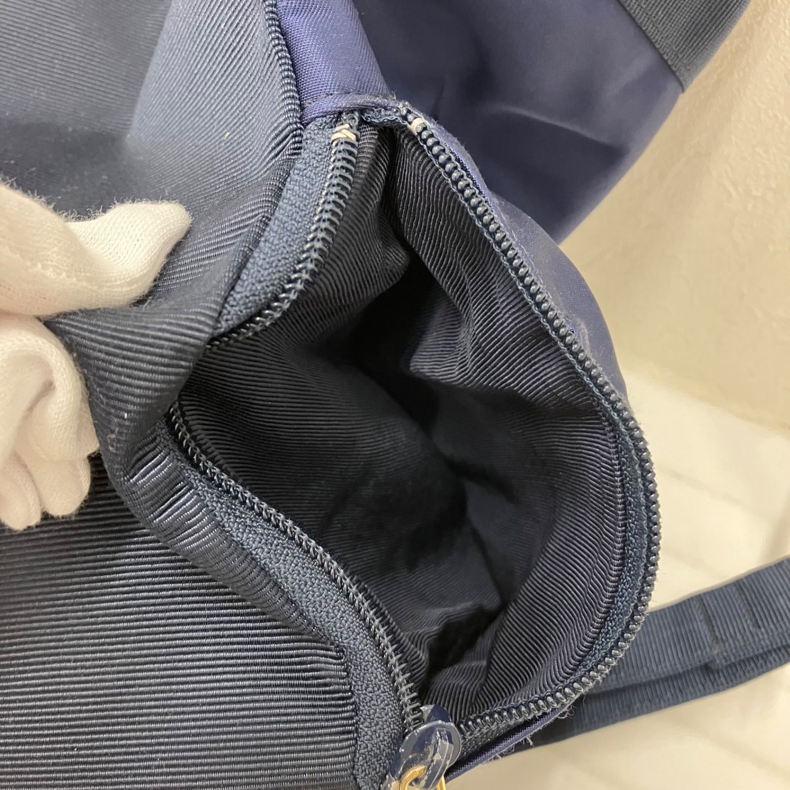 1449 courrges クレージュ トートバッグ 2way ワンショルダー ネイビー 