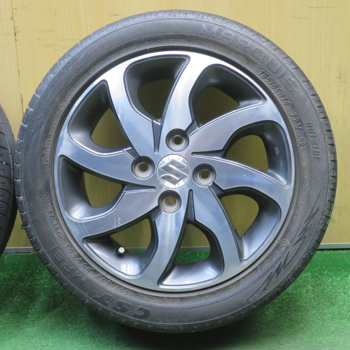 バリ溝！22年！9.5分☆スズキ パレット 純正 165/55R14 マーキス CST 