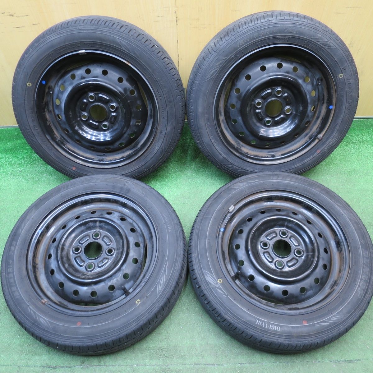4本価格！23年☆155/65R14 ダンロップ EC202 スチール ホイール 14 