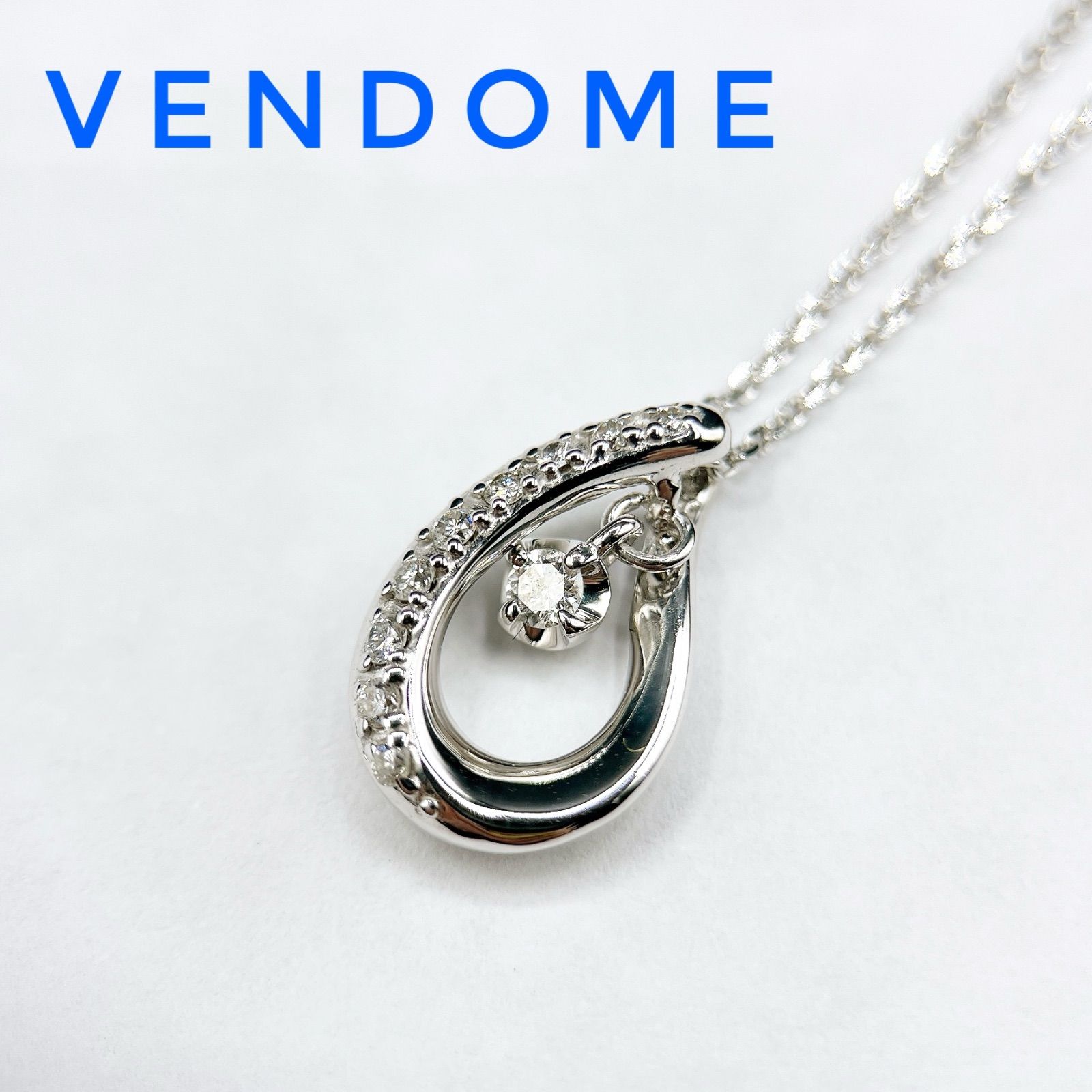 美品?VENDOME ダイヤモンド 0.10ct ホワイトゴールド ネックレス 約40 