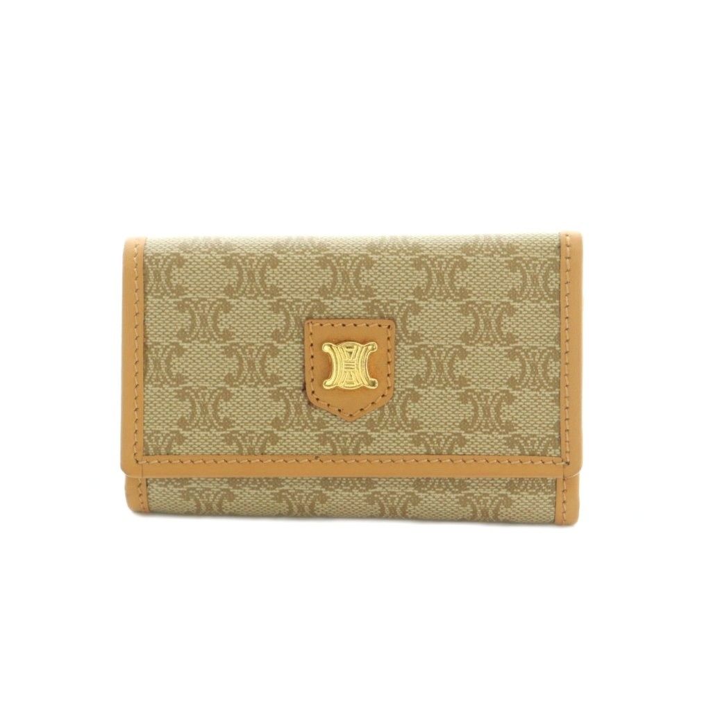セリーヌ CELINE キーケース 6連 マカダム 三つ折り ベージュ /MI □OH 