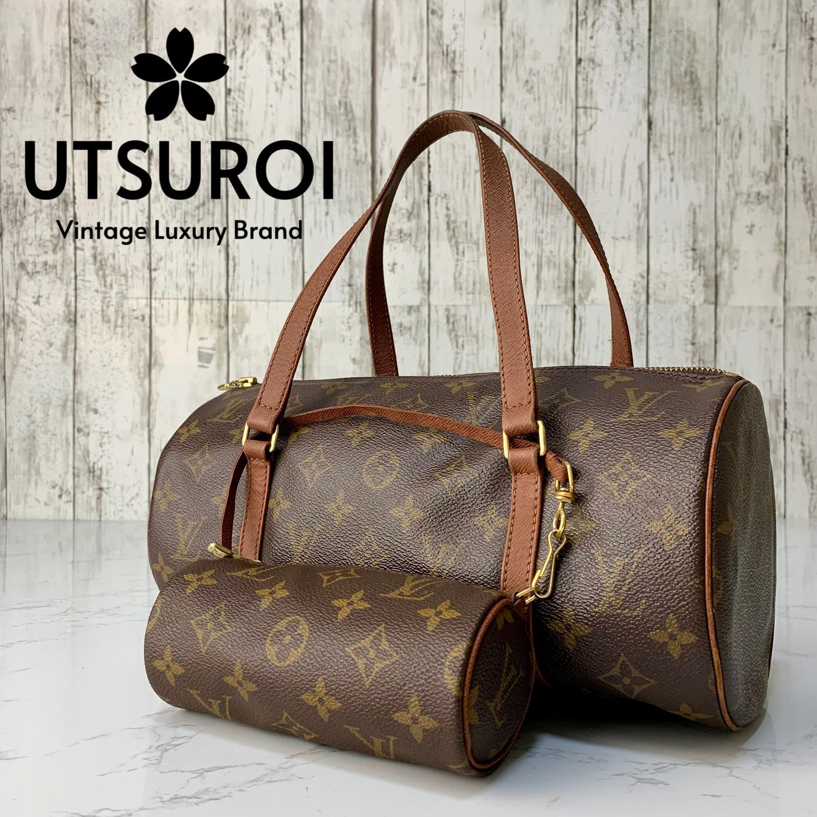 LOUIS VUITTON パピヨン 30 モノグラム ハンドバッグ ポーチ付き 
