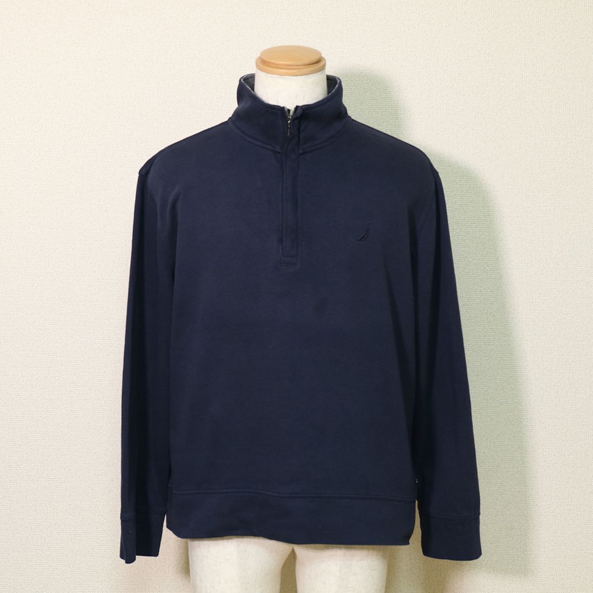 NAUTICA ノーティカ ハーフジップ スウェット L ネイビー ワンポイント 
