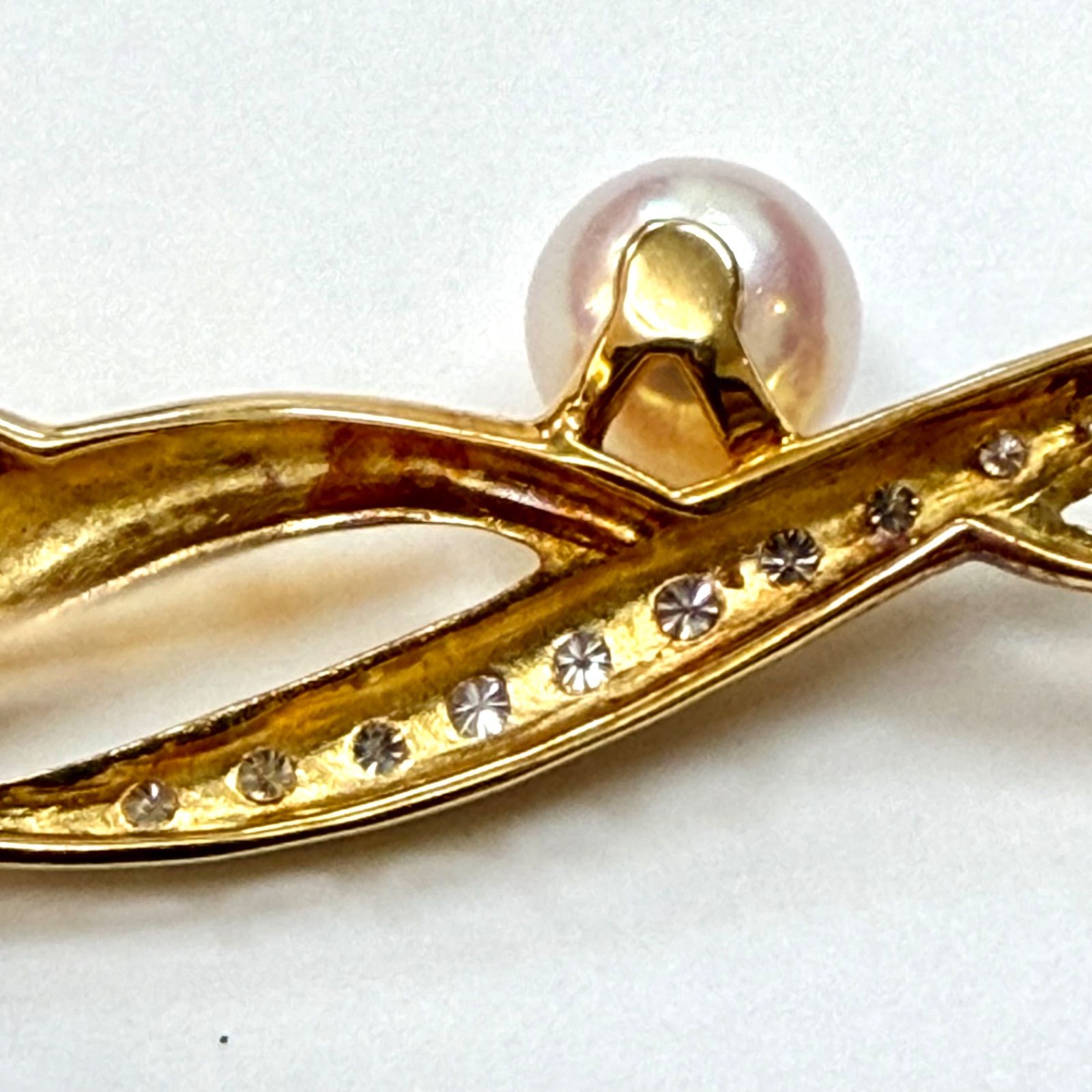 上美品⭐️K18+パール+ダイヤモンドのブローチ】 MIKIMOTO ミキモト