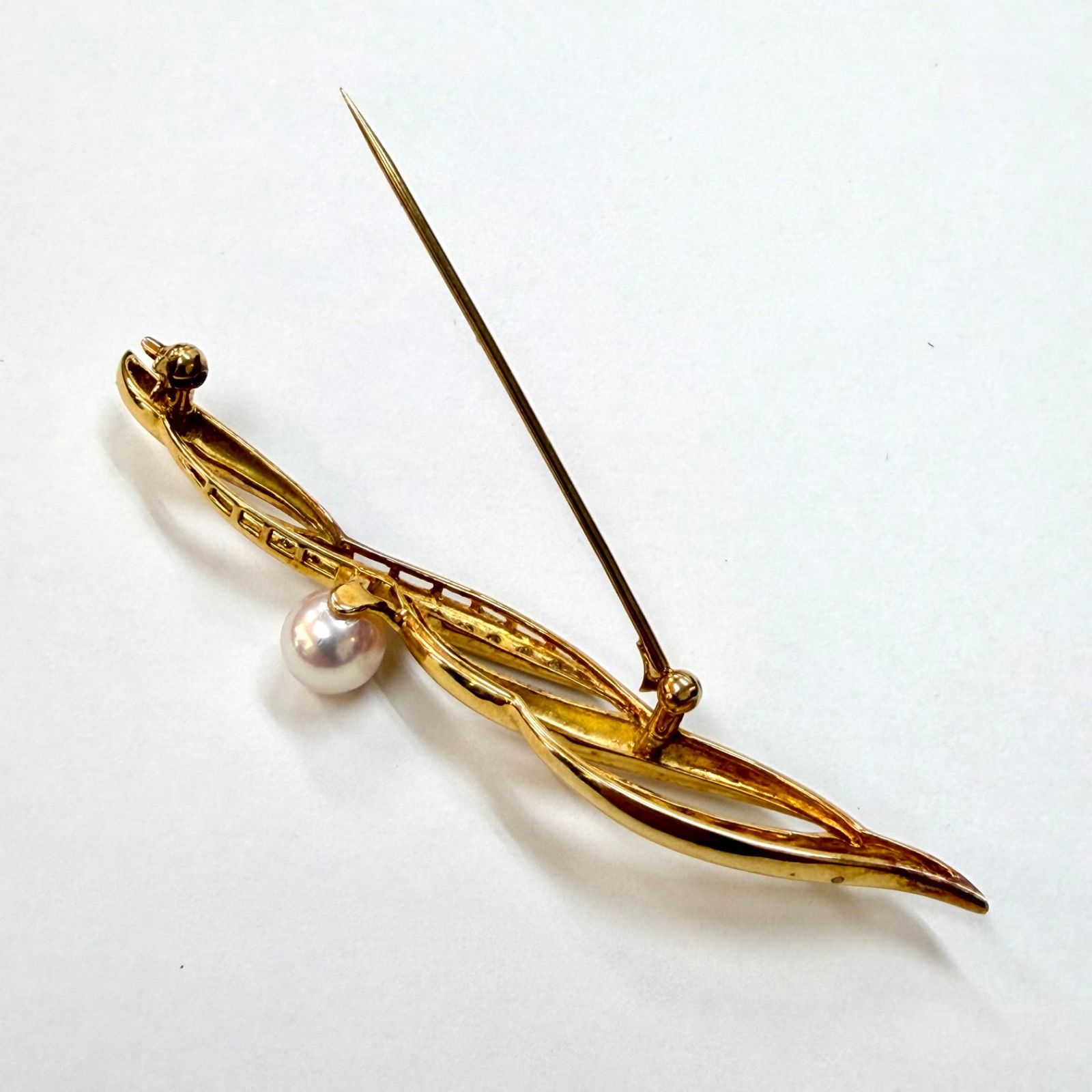 上美品⭐️K18+パール+ダイヤモンドのブローチ】 MIKIMOTO ミキモト