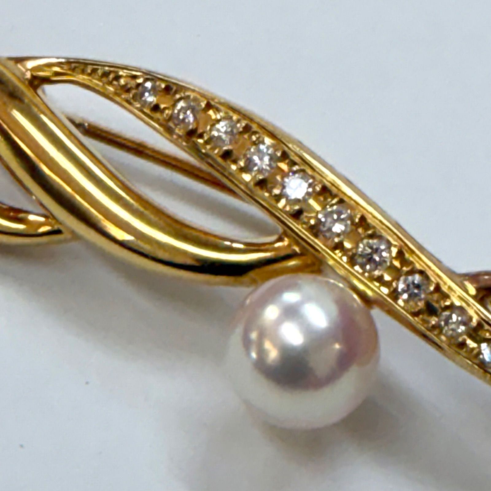 上美品⭐️K18+パール+ダイヤモンドのブローチ】 MIKIMOTO ミキモト