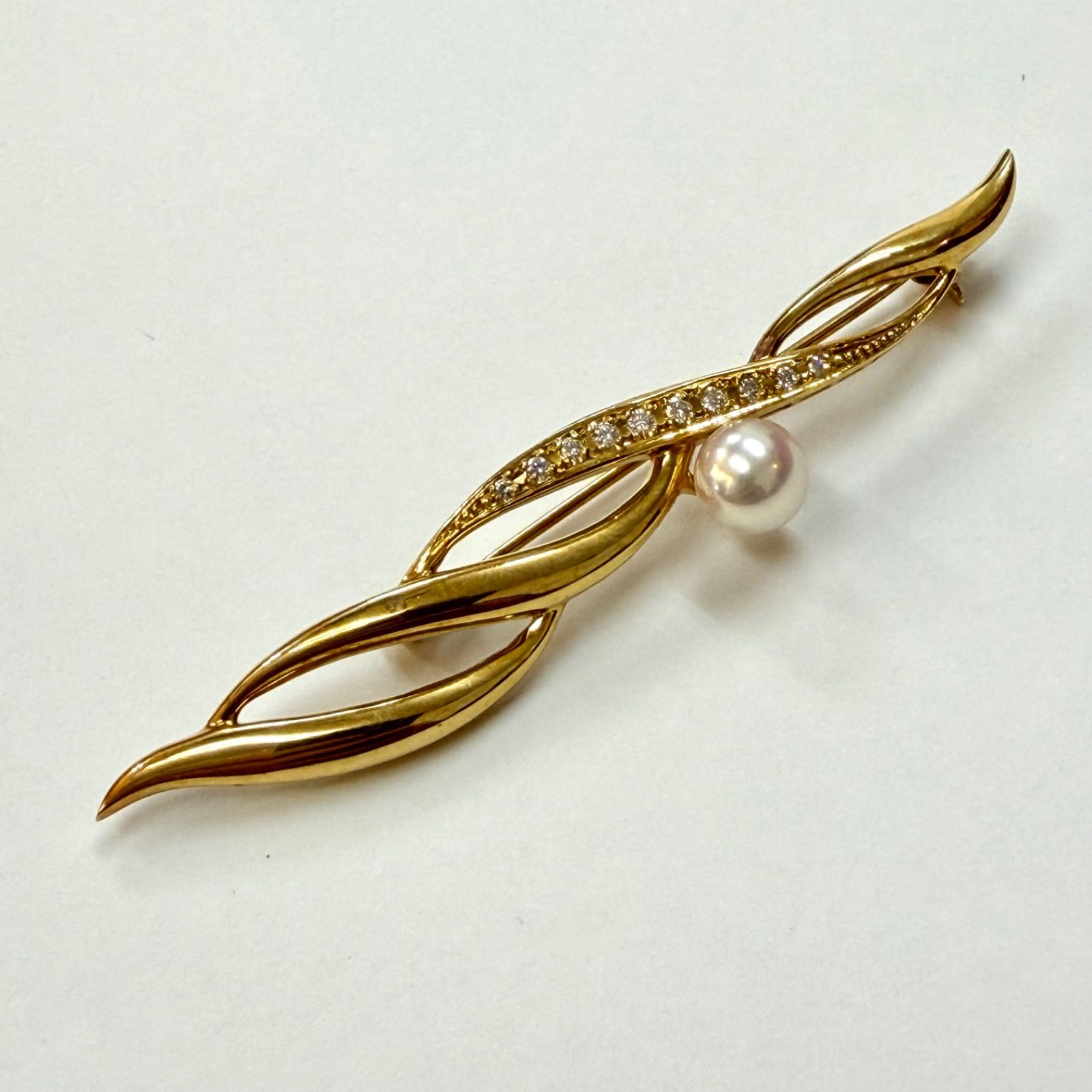 上美品⭐️K18+パール+ダイヤモンドのブローチ】 MIKIMOTO ミキモト