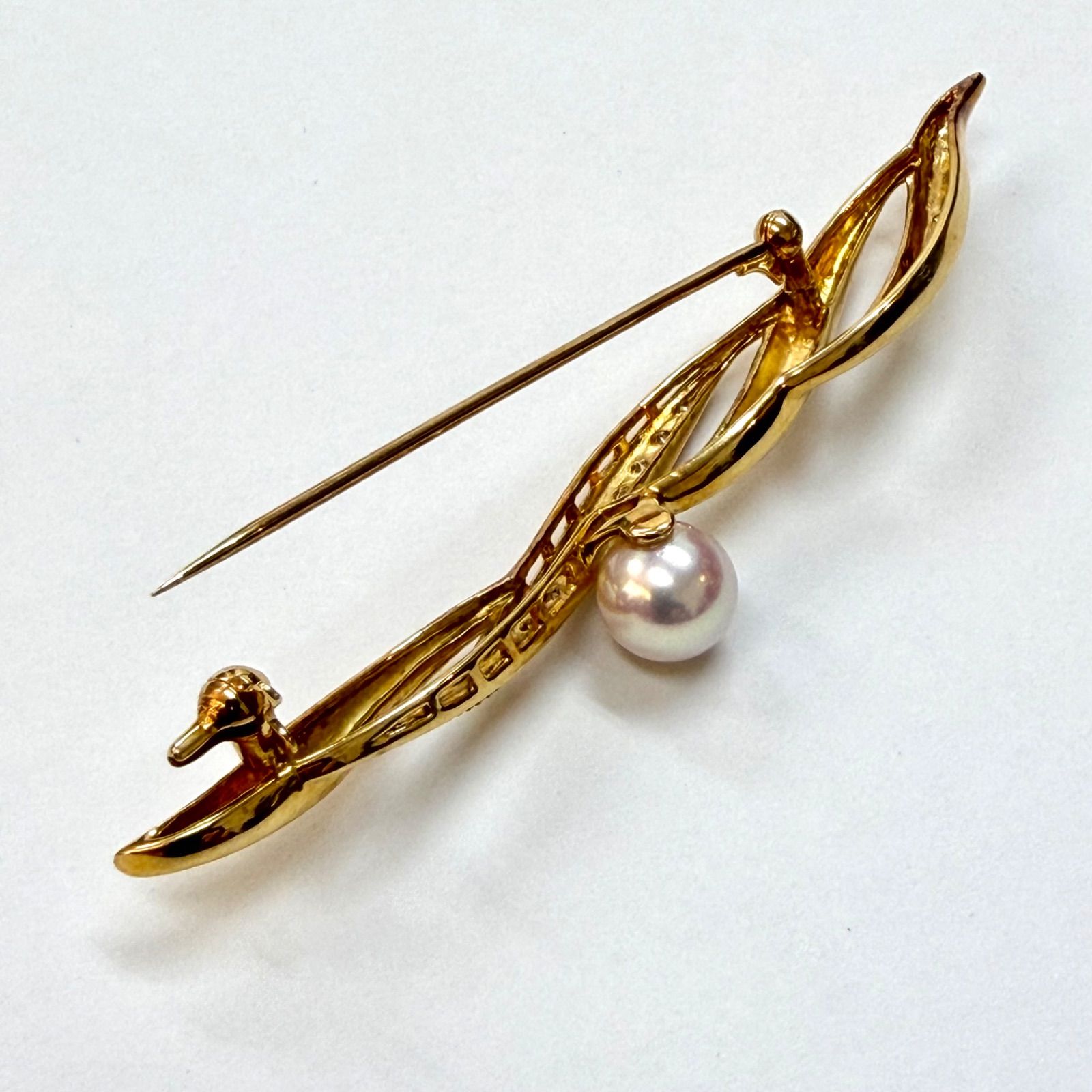 上美品⭐️K18+パール+ダイヤモンドのブローチ】 MIKIMOTO ミキモト