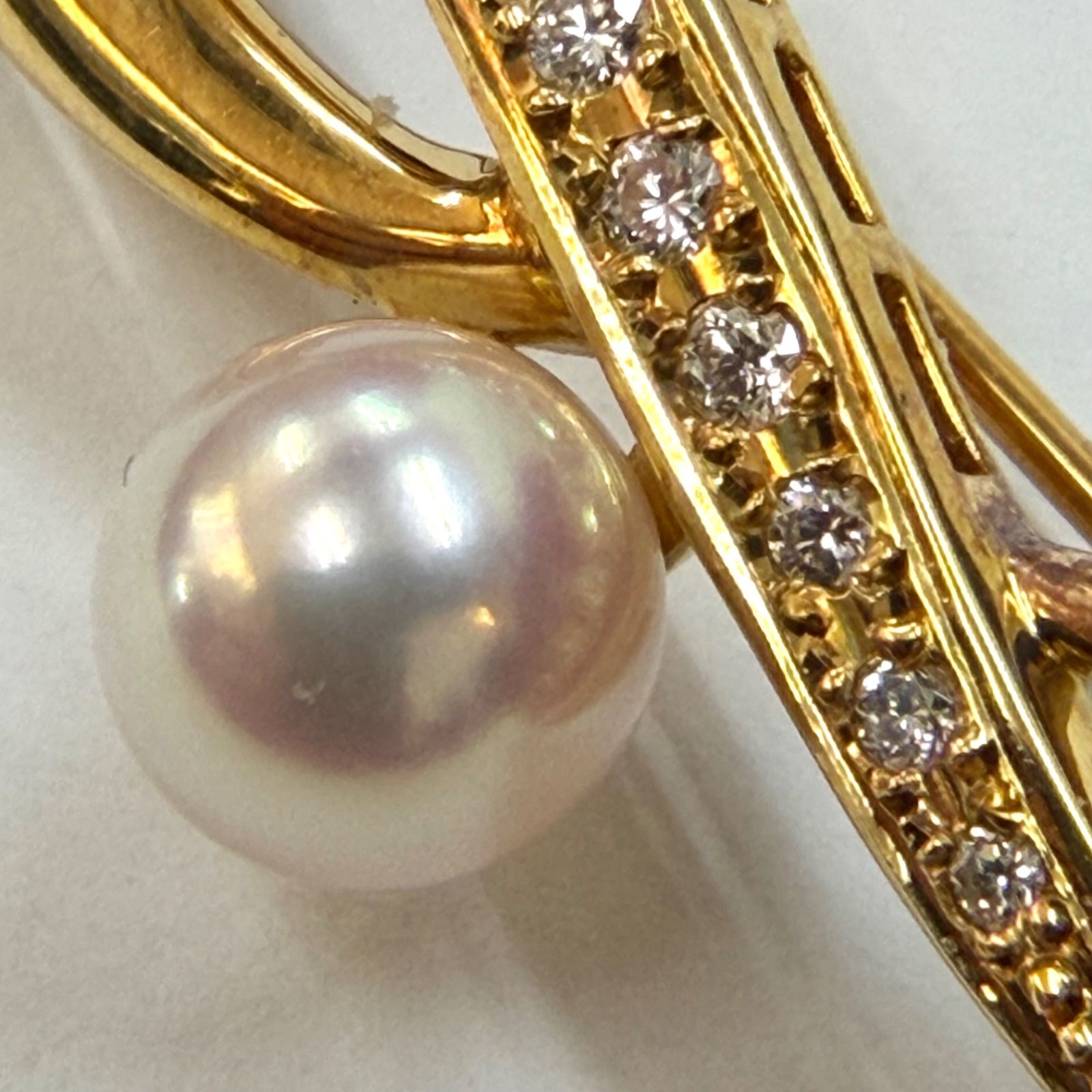 上美品⭐️K18+パール+ダイヤモンドのブローチ】 MIKIMOTO ミキモト