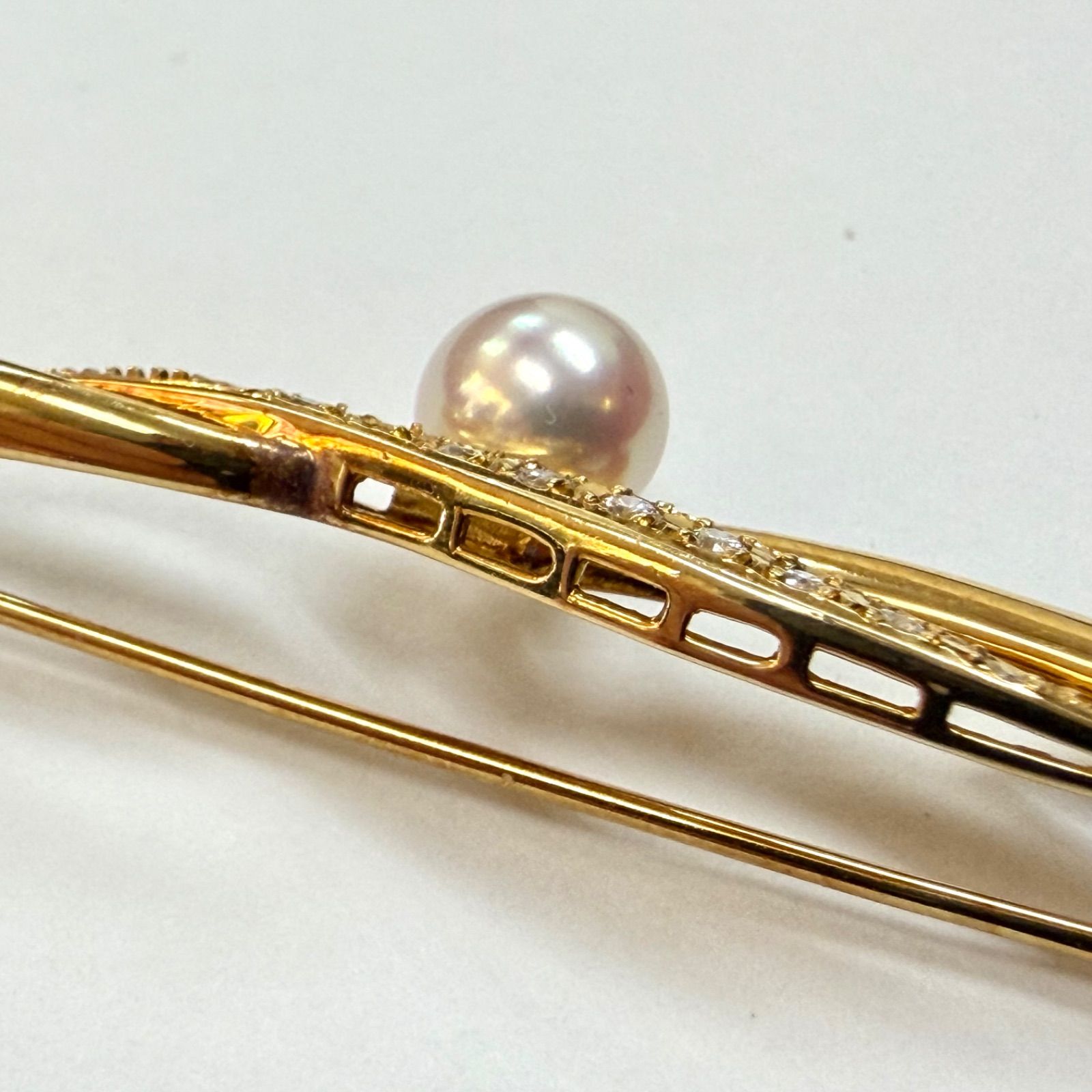 上美品⭐️K18+パール+ダイヤモンドのブローチ】 MIKIMOTO ミキモト