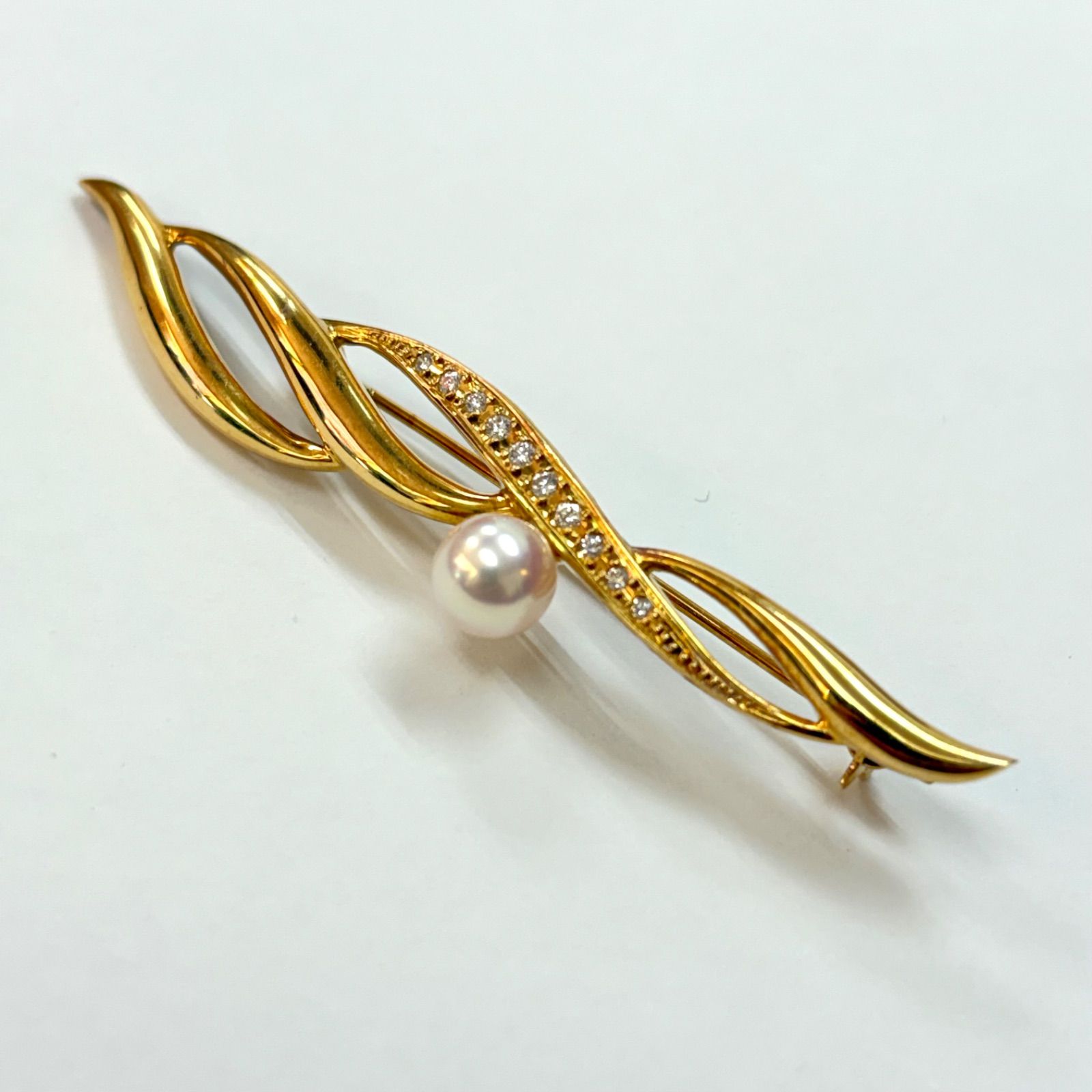 上美品⭐️K18+パール+ダイヤモンドのブローチ】 MIKIMOTO ミキモト