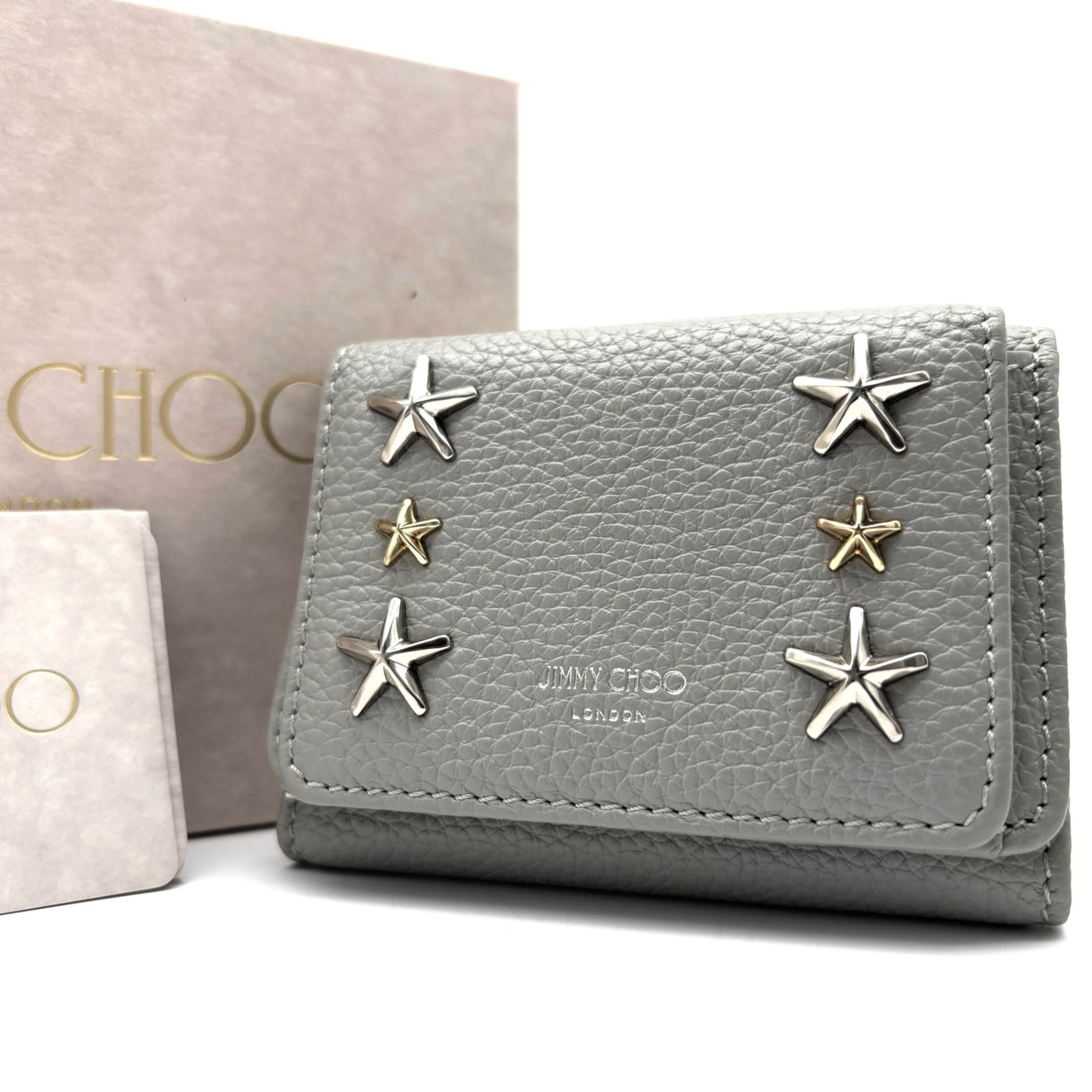 未使用保管品 JIMMY CHOO ジミーチュウ 三つ折り財布 コンパクト 