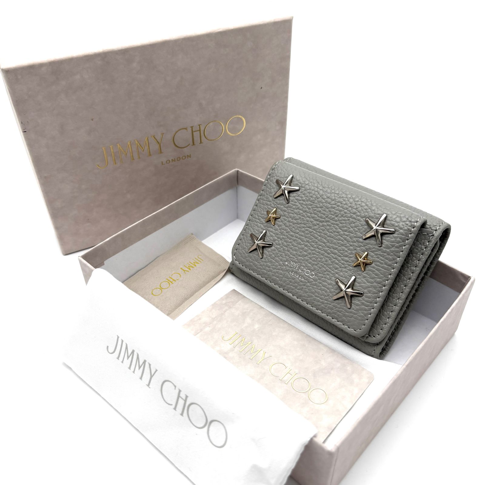 未使用保管品 JIMMY CHOO ジミーチュウ 三つ折り財布 コンパクト 