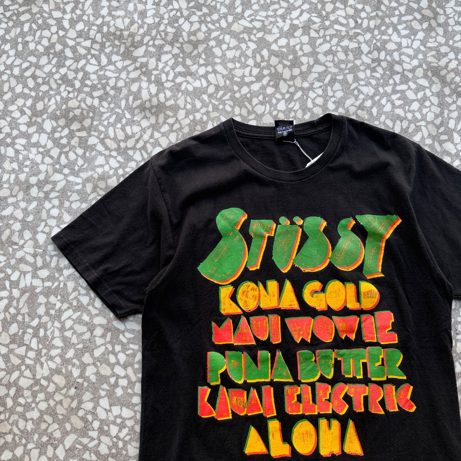 大人気] ステューシー Tシャツ レアコラボ ラスタカラー 両面プリント 