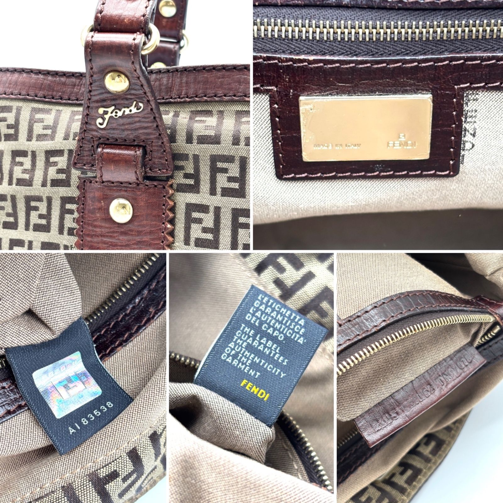 美品 FENDI フェンディ ズッカ 総柄 トートバッグ ハンドバッグ