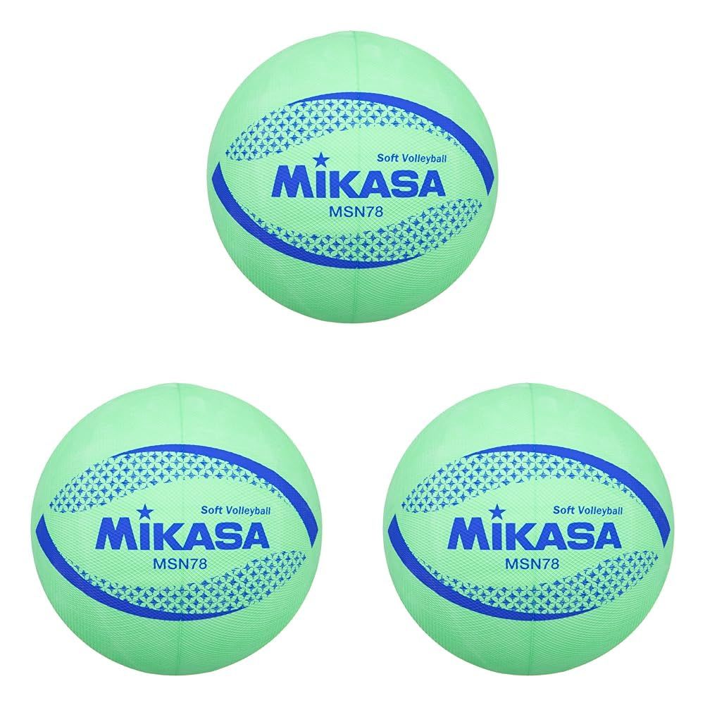 新品 ミカサ(MIKASA) カラーソフトバレーボール 円周78cm 検定球(グリーン)MSN78-G (× 3)