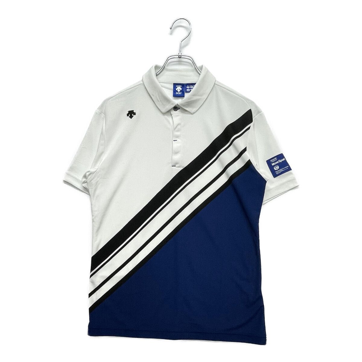 メンズ デサントゴルフ DESCENTE GOLF 半袖ポロシャツ M 白×黒×青 