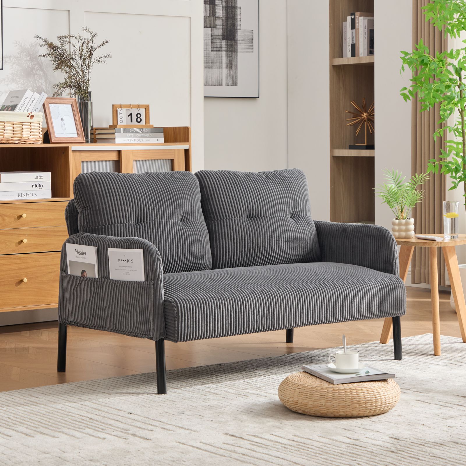 2人掛け ソファー コーデュロイ ソファ コンパクト 幅110cm 奥行52cm 