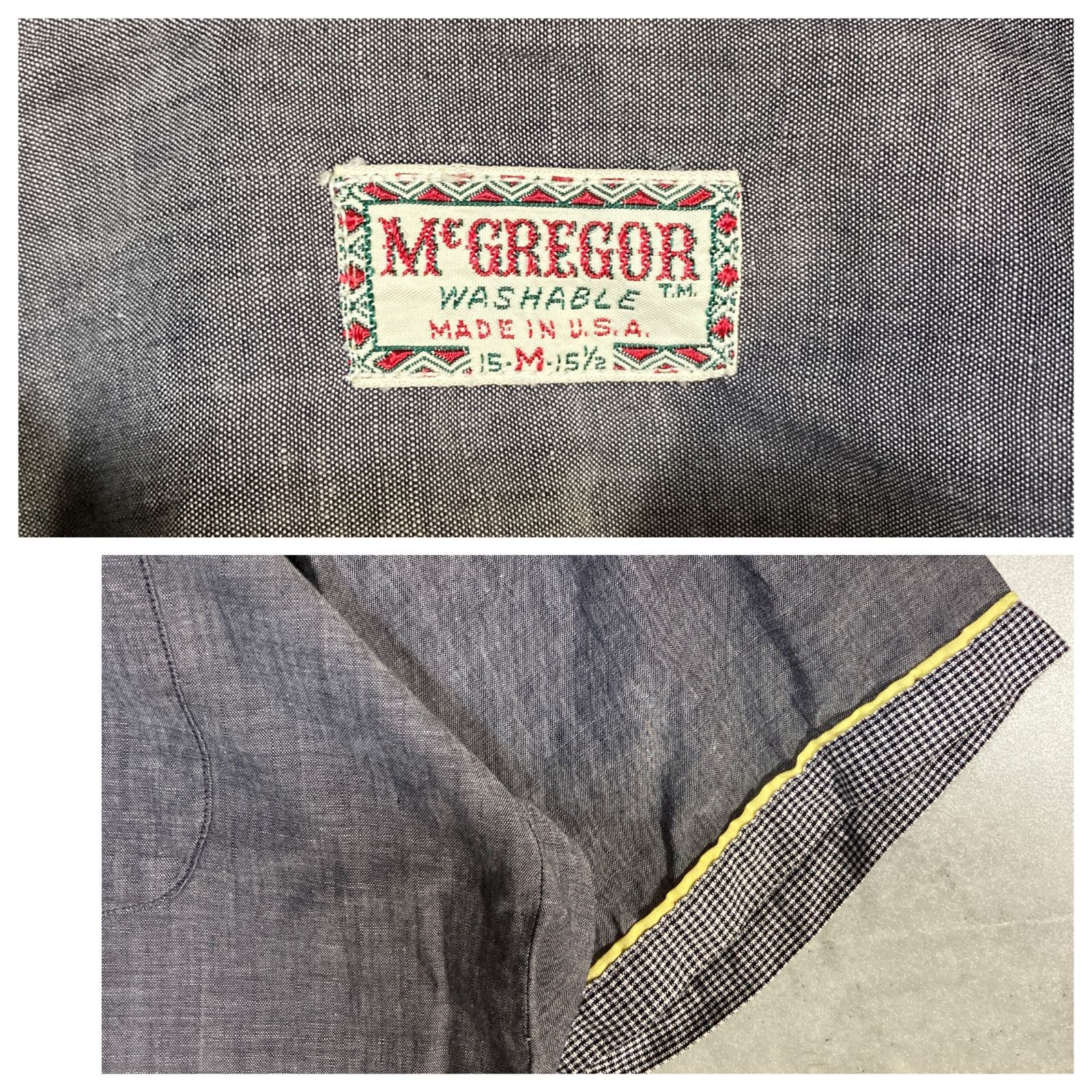 60s USA製 McGREGOR マックレガー 半袖オープンカラーシャツ グレー M 