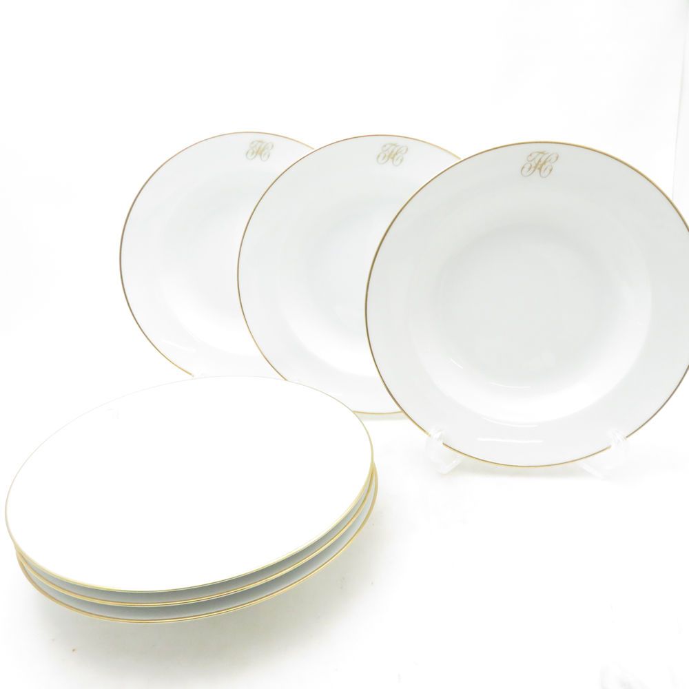 美品 OKURA 大倉陶園 ゴールドライン リムシェープ スープ皿 6枚 