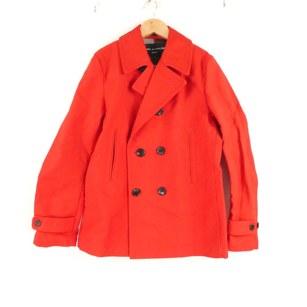 美品 COMME des GARCONS HOMME コムデギャルソンオム HI-C002 ピーコート S コットン他 P 裏地迷彩 カモフラ アウター メンズ AU4318B23 美品 COMME des GARCONS HOMME コムデギャルソンオム HI-C002