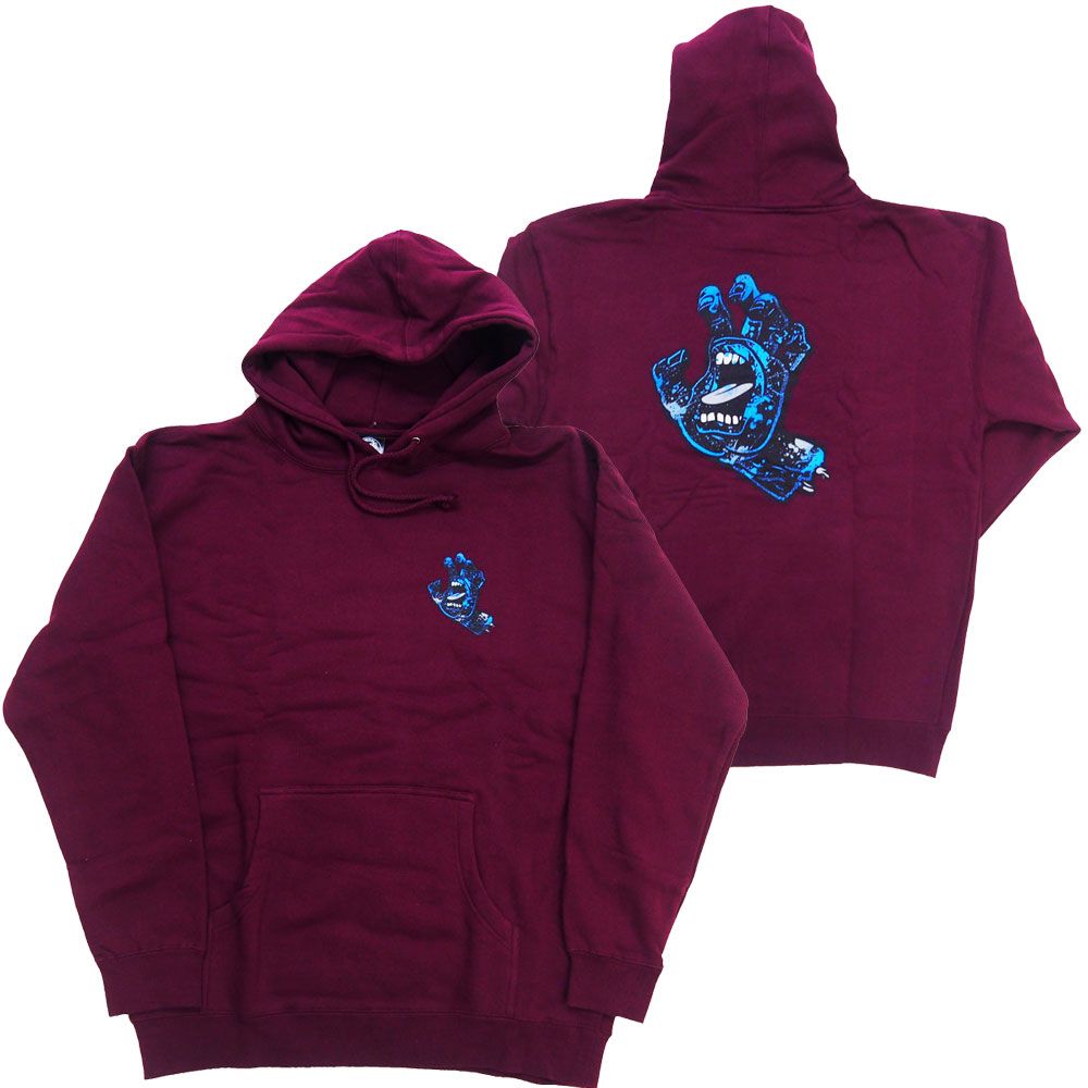 SANTA CRUZ・サンタクルーズ・HAND SPLATTER・マルーン・パーカー・プルオーバー・かぶりパーカー ブランド正規品 XL