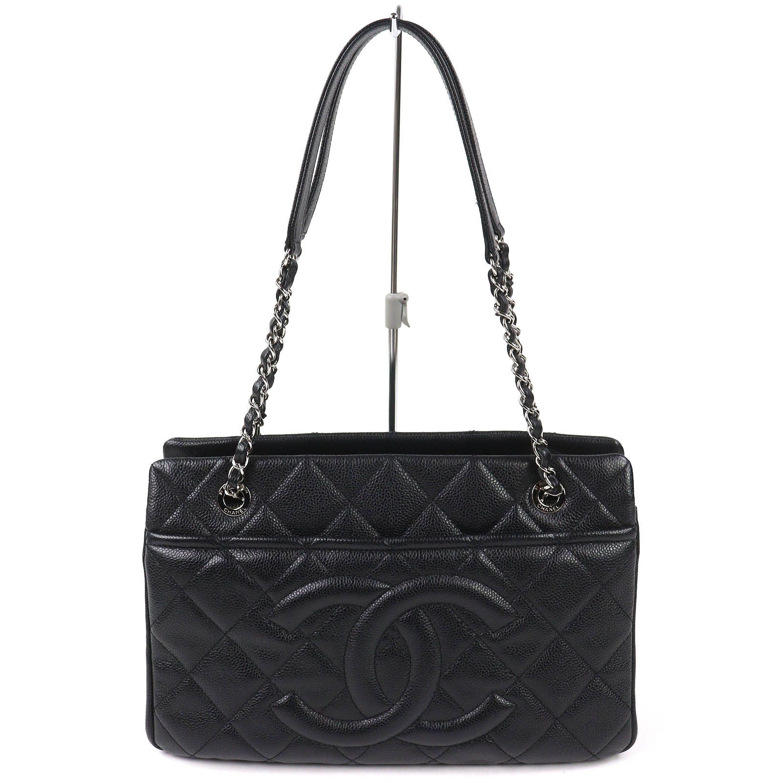 極美品△CHANEL シャネル A67294 キャビアスキン ココマーク 