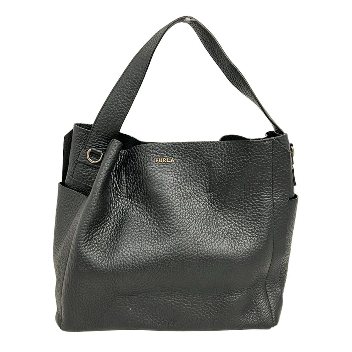 FURLA(フルラ) ショルダーバッグ - 黒 レザー - メルカリ