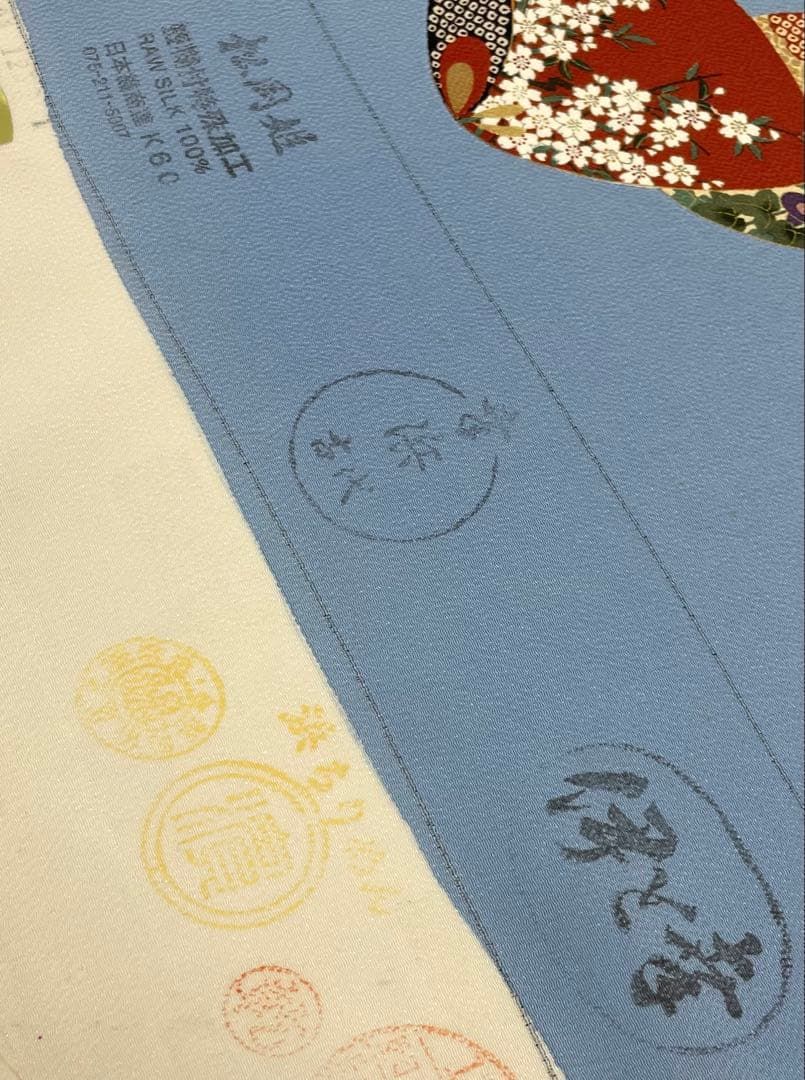 小紋 手描 浜ちりめん 鬼しぼちりめん 金彩 伊と幸 正絹 反物 T9512 