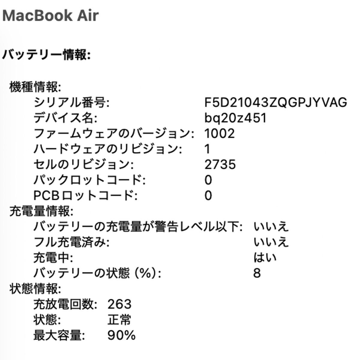 MacBook Air 13-inch 2020 M1【ランク：C】【カラー：スペースグレイ 