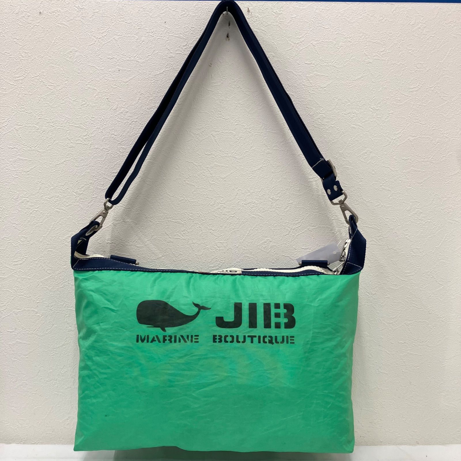 1418　JIB　ジブ　トートバッグ　マルチウェイ　セイルクロス　クジラ　緑　紺 1418 JIB ジブ トートバッグ マルチウェイ セイルクロス クジラ