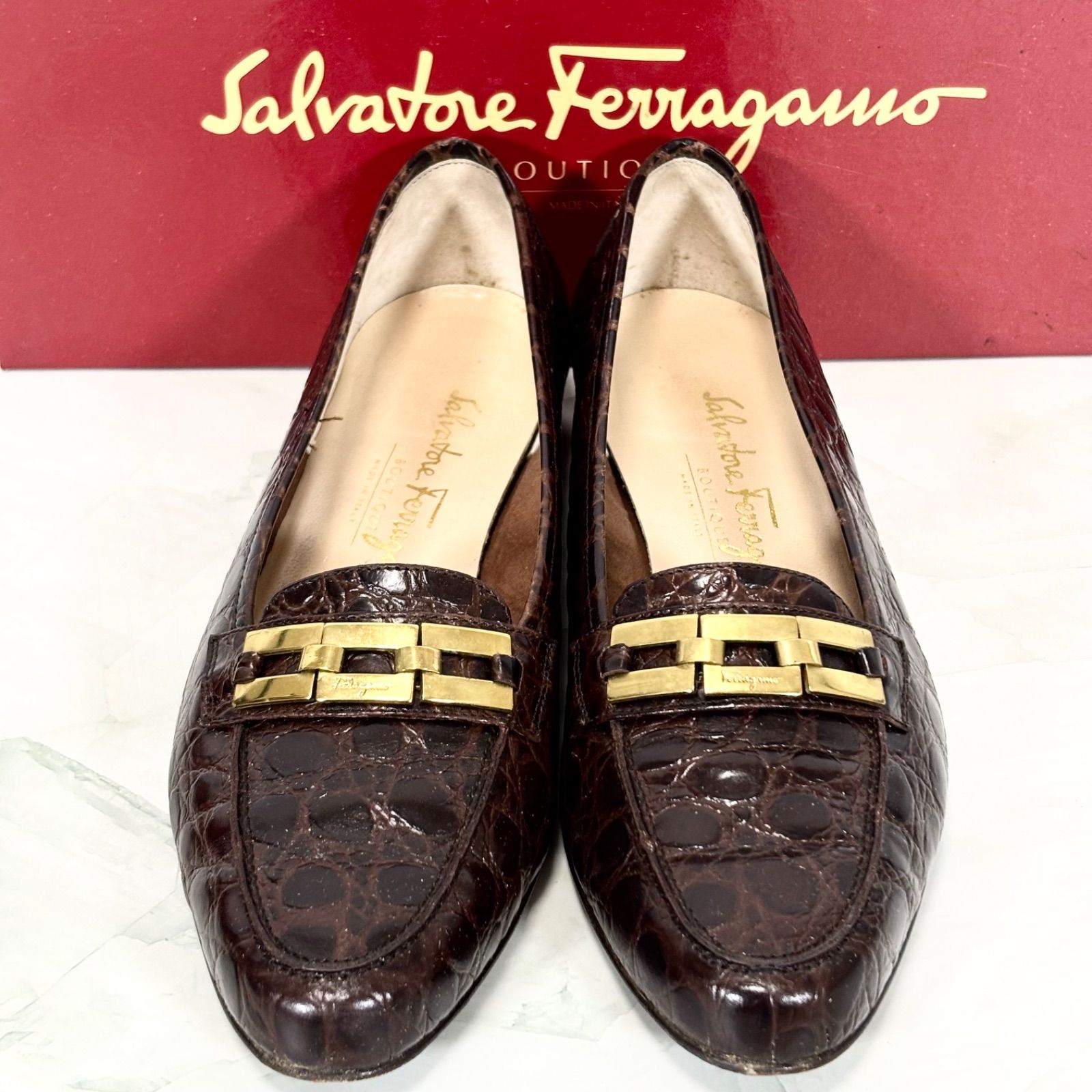 美品！Salvatore Ferragamo クロコ　ローファー 美品】サルヴァトーレフェラガモ Salvatore Ferragamo ローファー