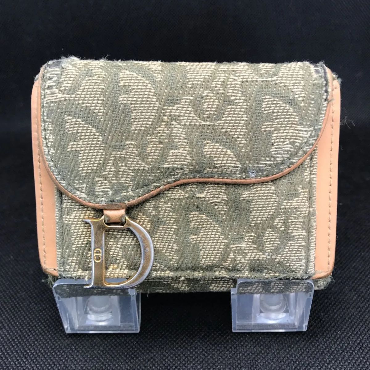 Christian Dior トロッターサドル三つ折り　シルバー金具　新中古品！ Christian Dior トロッターサドル三つ折りシルバー金具新中古品！ (KF