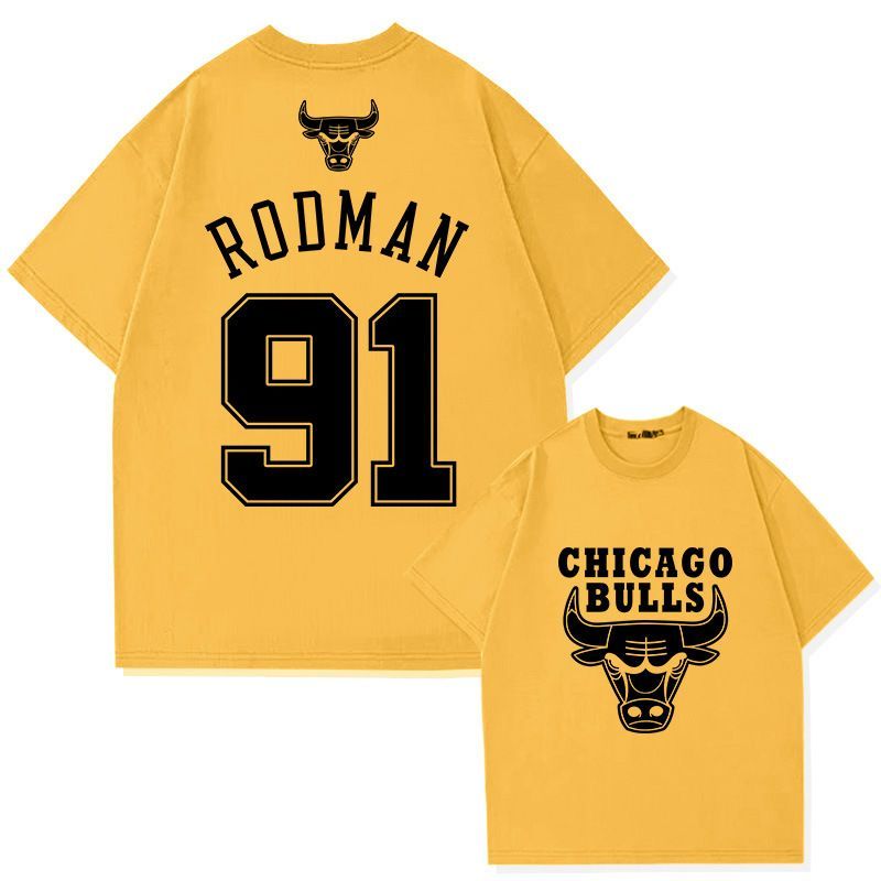 バスケ デニス・ロッドマン 91番 プリント Tシャツ 半袖 メンズ 