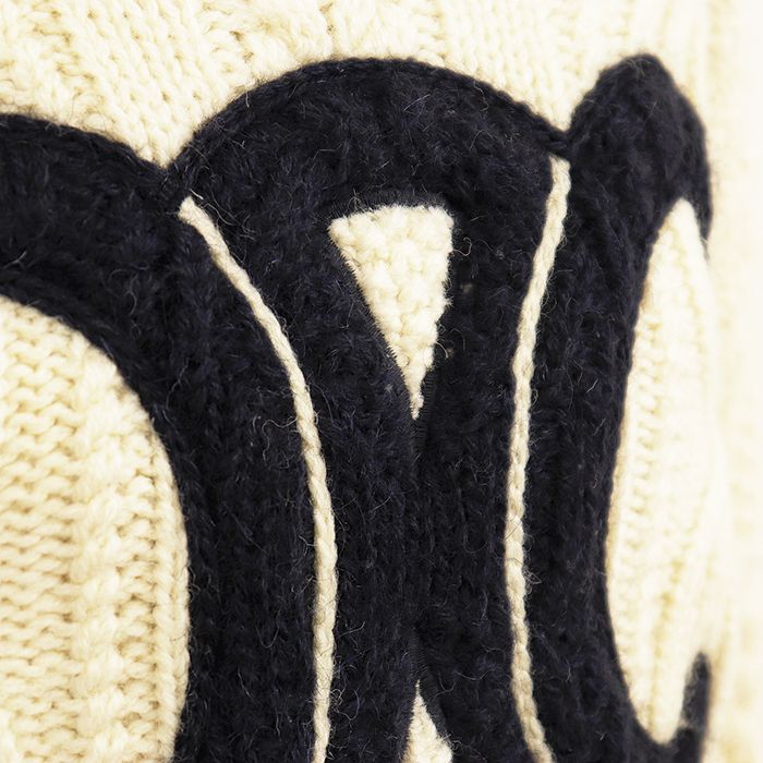 【極美品】CELINE セリーヌ ニット サイズ S レディース トリオンフ ロゴ ウール100％ ローゲージ セーター 短丈 バイカラー トップス アイボリー ネイビー 紺 イタリア製 CELINE - 【極美品】CELINE セリーヌ ニット サイズ S レディース