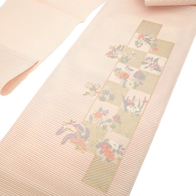 専用極上 国産 本爪 絽綴れ 八寸名古屋帯 正絹 手刺繍 so532 中古