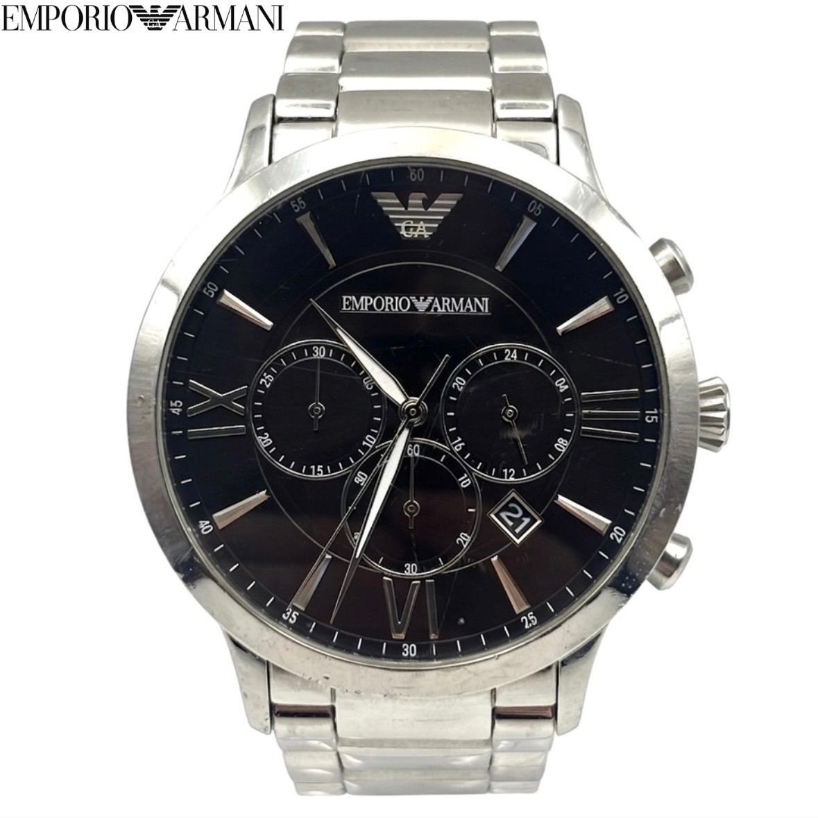 【不動品】EMPORIO ARMANI エンポリオ アルマーニ クロノグラフ AR11208 クォーツ（電池式）
